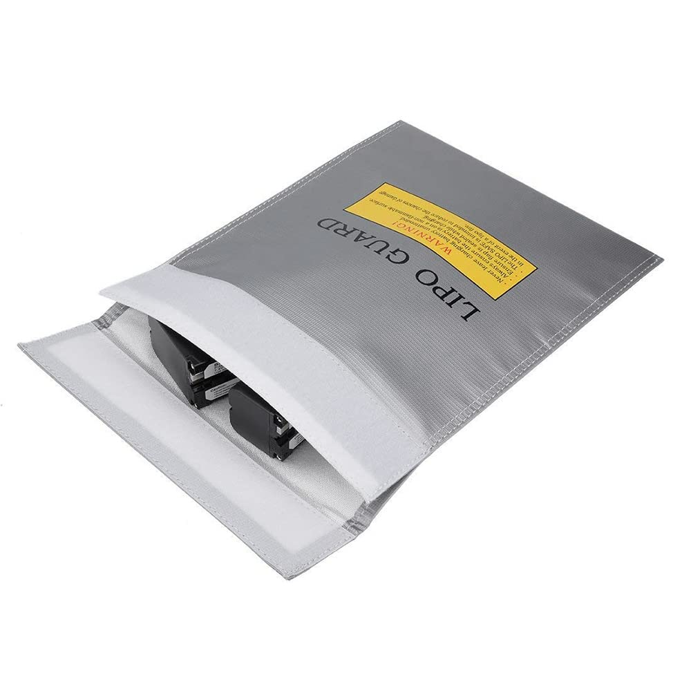 LiPo Guard, Fiber Li-Po Battery Safety Bag Fireproof Document Bag Resistant Explosion Guard for RC Batteries Protect Your Valuables Documents Money Jewelry 23 * 30cm Grey