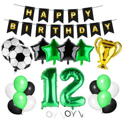 Football Balloon 12 Birthday Decoration Green 12th Birthday Decoration Boys Happy Birthday Garland Deco Balloons for Kids Boy Birthday Party Football Deco (12th)