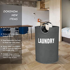 DOKEHOM 160L XX-Large Laundry Basket (7 Colors), Collapsible Laundry Bag, Foldable Laundry Hamper, Folding Washing Bin (Dark Grey, XXL)