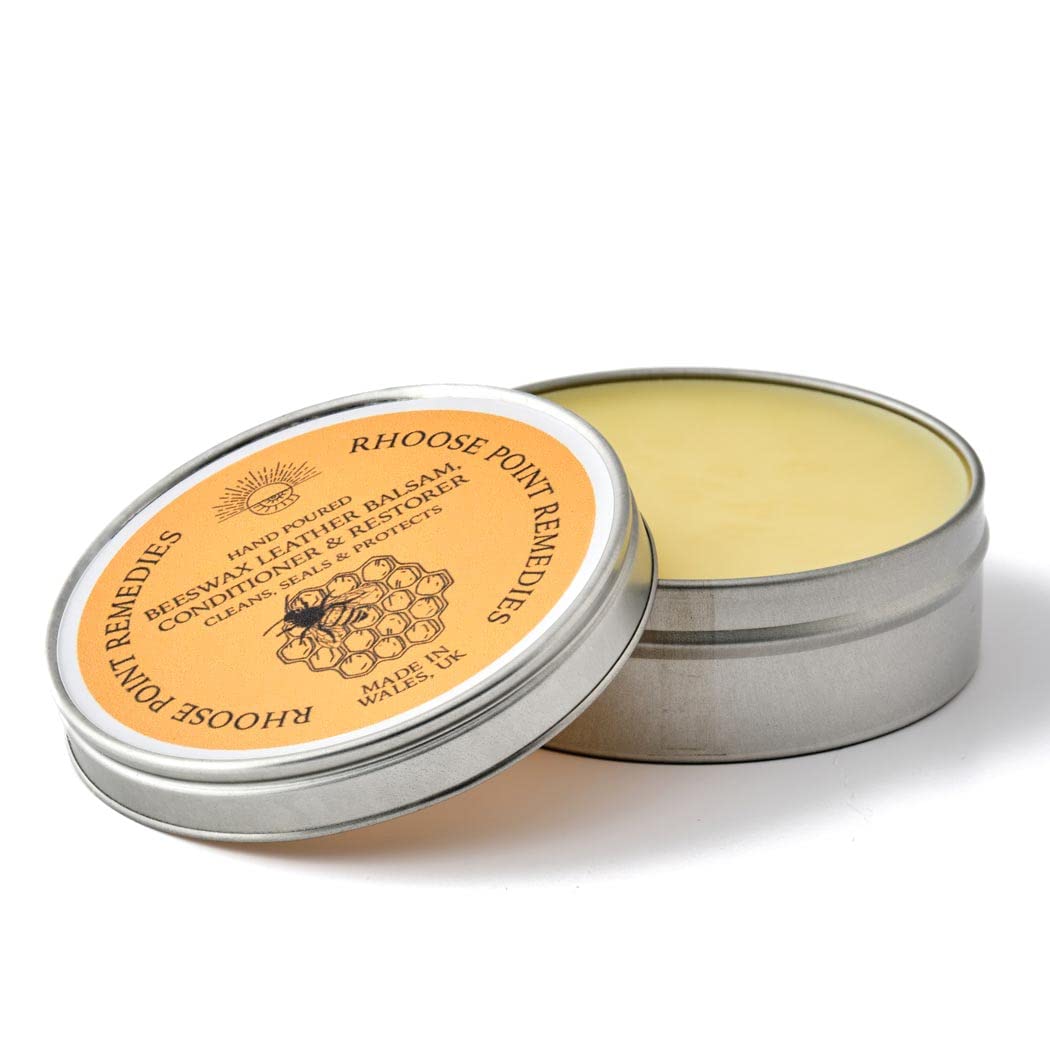 Beeswax Leather Polish Restorer & Conditioner 200ml - Hand Poured British Beeswax Balsam CLEANS SEALS and PROTECTS Handcrafted in Wales UK Rich Natural Leather Conditioner and Leather Restorer