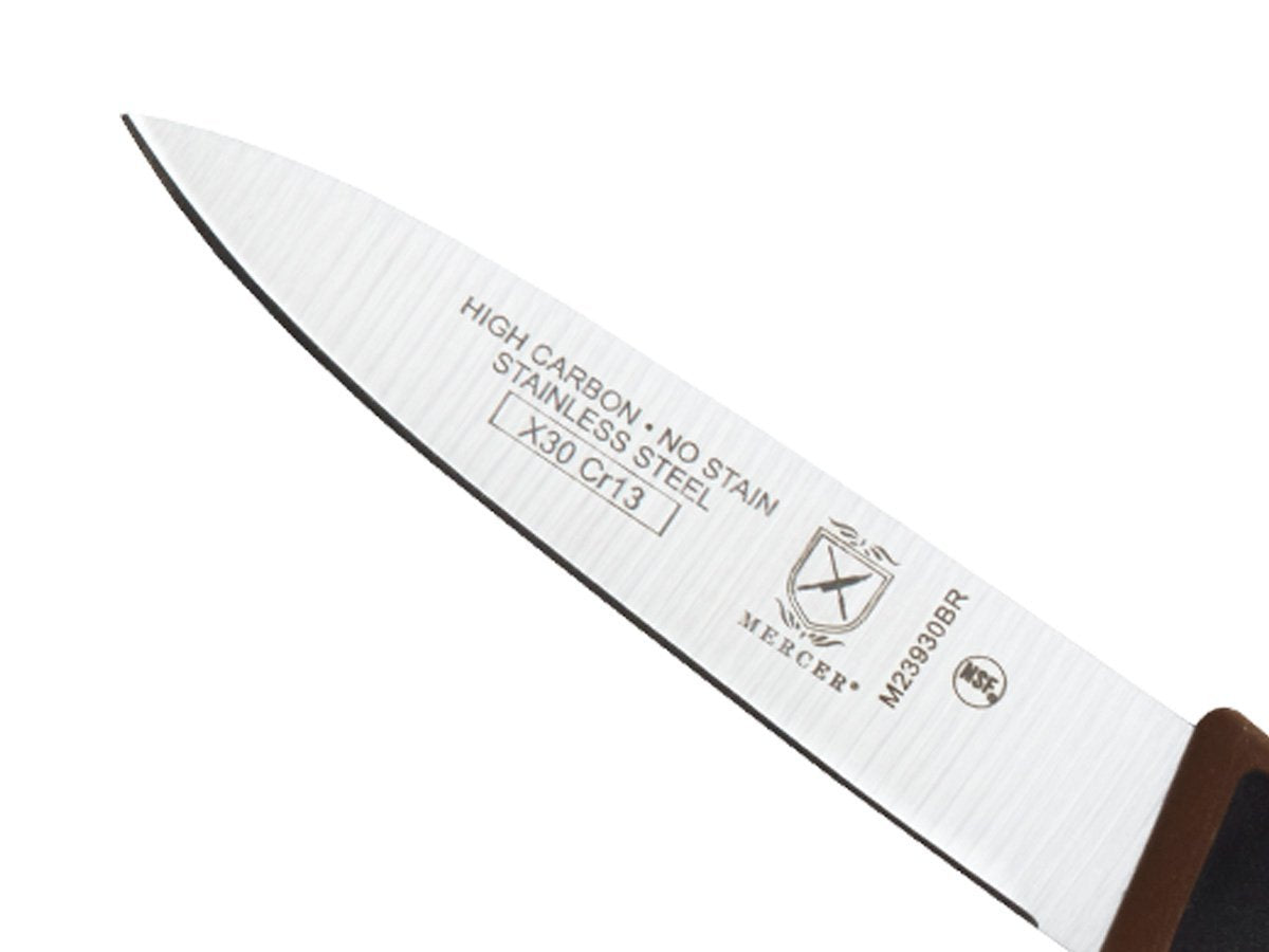 Mercer Culinary Millennia Color Handle Cutlery 3 inches Slim Paring Knife Brown