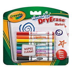 CRAYOLA Washable Dry-Erase Markers - Assorted Colours (Pack of 8)   Low Odour, Easy Wiping Colouring Fun! Ideal for Kids Aged 3and