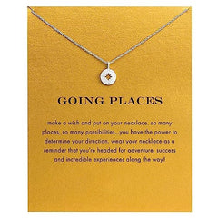 ZYAWP Message Card Compass Pendant Necklace Silver Friendship Sisters Sun Good Luck Crane Pendant Y Chain Necklace for Women and Girl Gift (Silver Compass new)