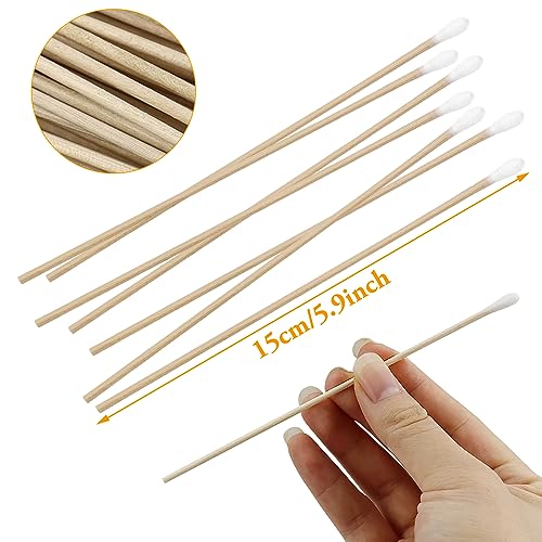 6 Inch Long Cotton Buds, 200pcs Extra Long Handle Ear Buds Cotton Swabs Earbuds for Cleaning, Makeup, Polishing Jewelry, Arts and Crafts (15cm)