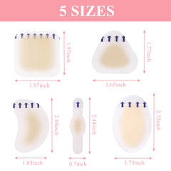 15 Pieces Hydrocolloid Blister Plasters Bandages Invisible Blister Pads Waterproof Blister Cushion for Fingers, Toes, Forefoot, Heel Blister Prevention and Recovery, 5 Sizes