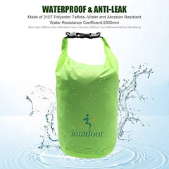 ioutdoor Waterproof Dry Bags Lightweight 2L/5L/10L/20L Keep Dry Clean, Dry Compression Sacks Small Large for Kayaking, Hiking, Swimming, Camping, Canoeing, Boating, Fishing (Green, 2L)