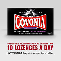 Covonia Double Impact Cough Drops Berry Blast 51g Extra Strong warming flavour and menthol vapour