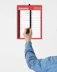 2024 Calendar A4 Large 2 Column Month To View Spiral Bound Wall Planner for Home Business Office School 1 January 2024 to 31 December 2024