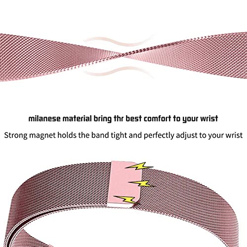 Wongeto Compatible with Fitbit Charge 2 Strap, Adjustable Stainless Steel Metal Mesh Replacement Wristband Straps with Unique Magnet Lock for Fitbit Charge 2 Men Women (Rose Pink)