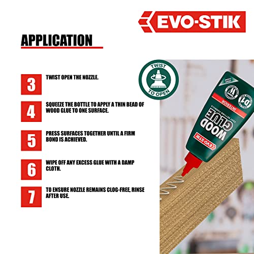 EVO-STIK Wood Glue - Interior, Extra Strong, Fast Setting, Suitable for All Wood Types, Dries Clear, 500ml