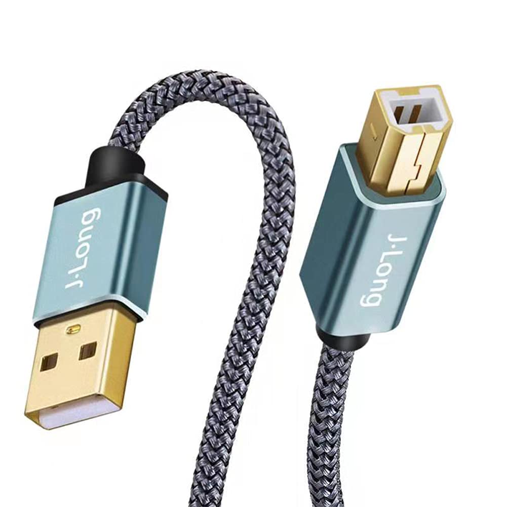 Printer Cable 50CM,J•LONG USB Nylon Braided Printer Cable USB 2.0 Type A Male to B Male Scanner Cord High Speed for Brother, HP, Canon, Lexmark,Dell, Xerox, Samsung etc (0.5m)