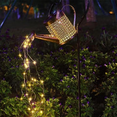 Lysliv Solar Watering Can Light Garden Ornaments Lights LED Waterproof Solar Watering Can with Cascading Lights Gardening Lamps Garden Atmosphere Lighting Décor (Coins)