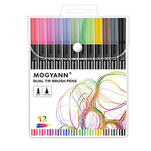 Mogyann Felt Tip Pens, 12 Pack Colouring Pens for Art Drawing Sketching