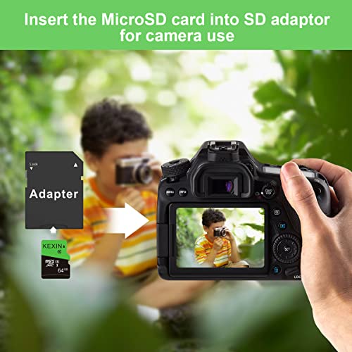 KEXIN 2 Pack Micro SD Card 64GB Memory Card Micro SD Extreme MicroSDXC SD Card Class 10 U1 Micro SD 64 GB Microsd Cards TF Card for Smartphone, Fire Tablet, Monitor, Dash Cam, Switch (Black Green)