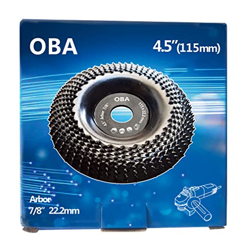 OBA Angle Grinder Wood Carving disc 115mm Wood Grinding Wheel, Grinder Shaping disc for Angle Grinders with 22.23mm Arbor