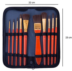 Exerz Artist Paint Brush Set – 10 pcs Professional Mixed Bristle Brushes in a Travel Case/Perfect for WaterColour Acrylic Gouache - Watercolour