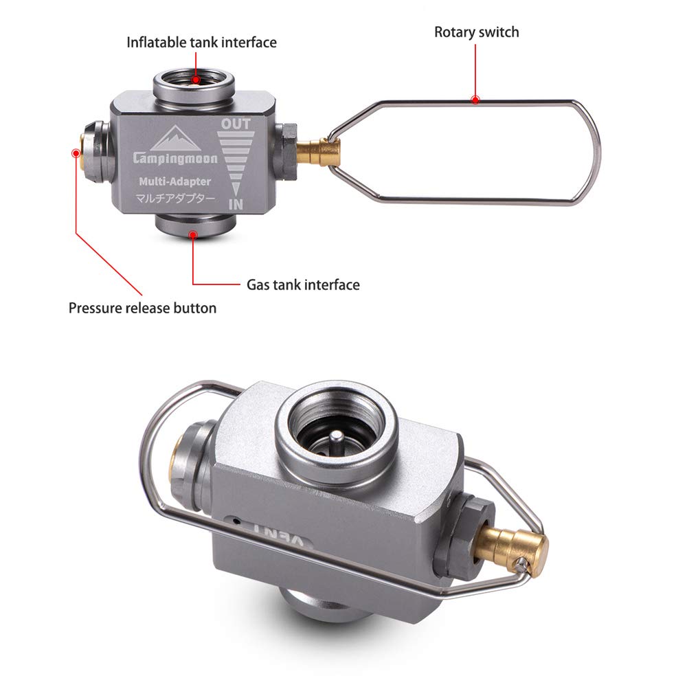Campingmoon Camping Gas Canister Refill Adapter, Backpacking Fuel Transfer Device, Portable Outdoor Gas Saver Lindal Valve Canister Shifter, Camping Canister Vent Valve, Z15(Z15 and Z22)