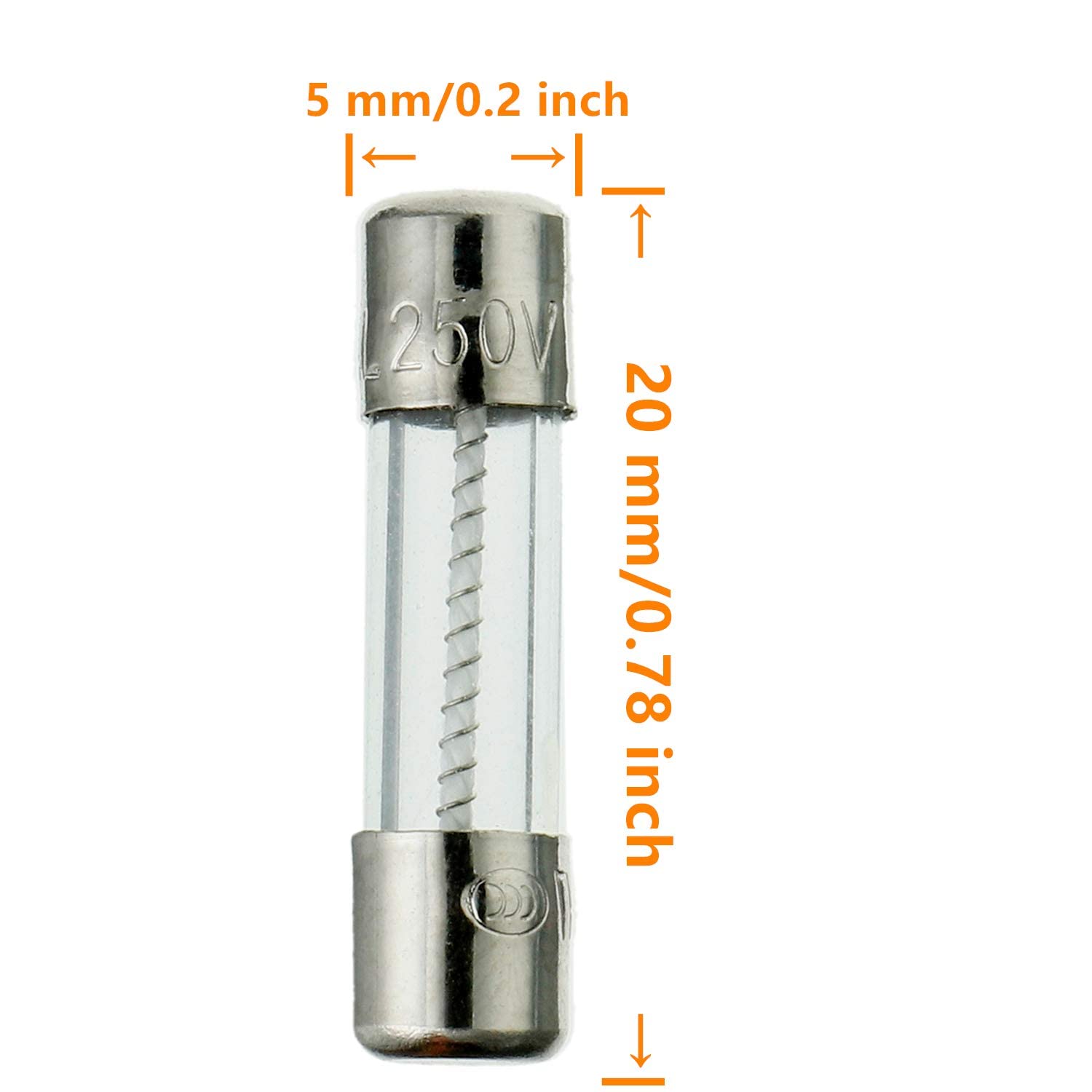 HUAREW T1AL250V 20 Pcs 5x20mm slow blow glass fuse 1A 250V 0.2 x 0.78 inch time delay fuse