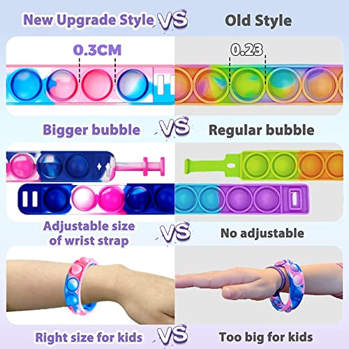 20 PCS Pop Bracelet it Fidget Toys Pack, Birtyday Party Gifts, Pinata Christmas Eve Box Stocking Fillers Kids, Bag Gifts Wristband as Return for Kids