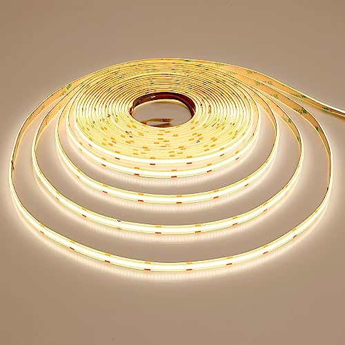 GOMING 10M/32.8ft 24V COB LED Strip Light Waterproof IP65 Natural White 4000K Uniform Glow 3840LEDs CRI 93and Flexible LED Tape Lights for DIY Cabinet Bedroom Kitchen Home Decor(Strip Only)