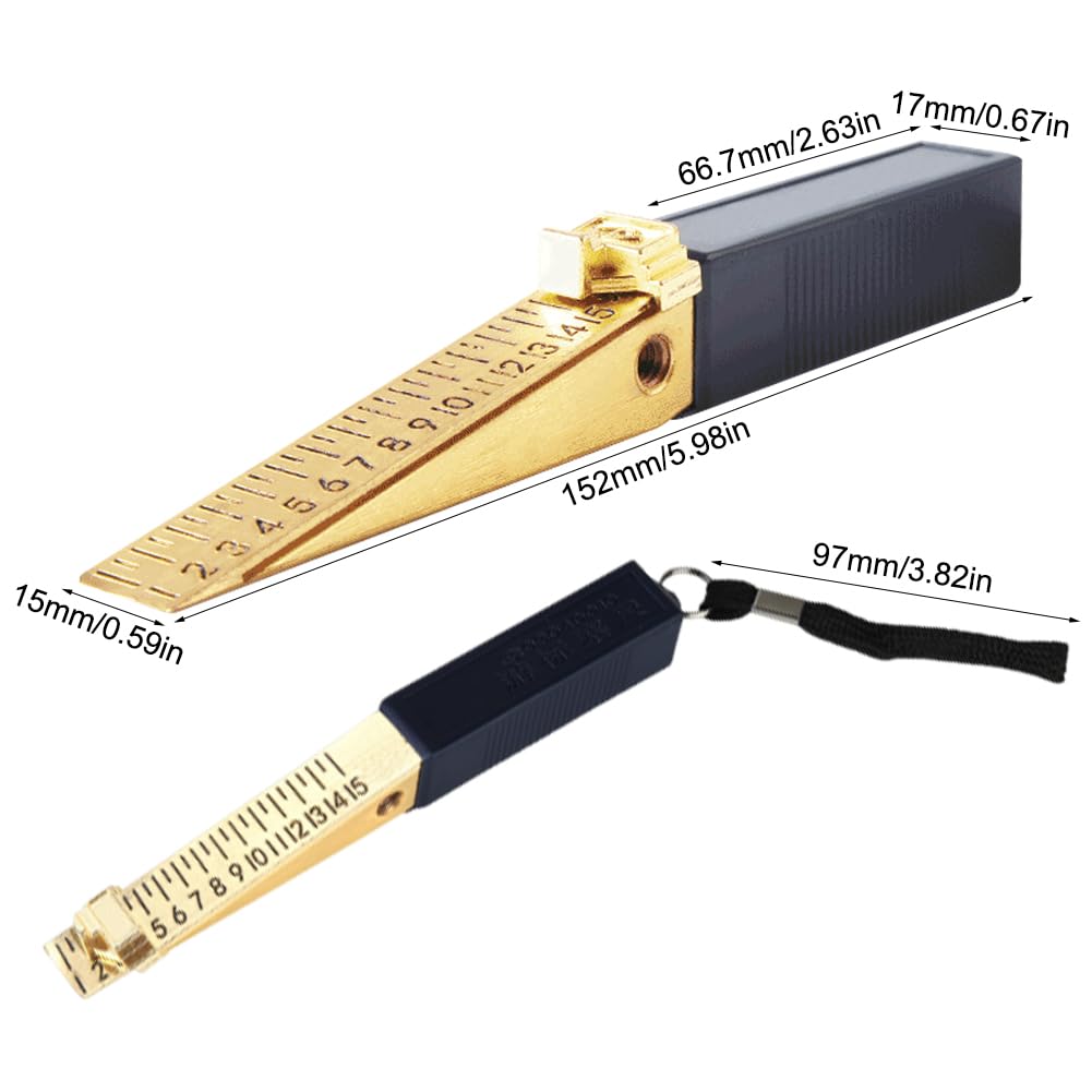 MVPACKEEY Door Gap Measuring Tool,0.5mm precision 1-15mm Fire Door Gap Gauge Checker Tool Engineering Ruler, Feeler Gauges for House Engineering Inspection Flatness Measuring Tool Ruler(BlackandGold)