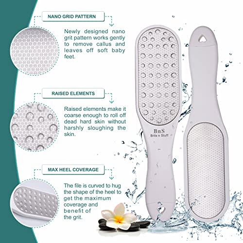 3-in-1 Professional Pedicure Foot File for Hard Skin - Anti Rust Stainless Steel Callus Remover for Cracked Heels - Easy to Use & Anti Skid Design - Foot Care Tool for Dry and Dead Skin - BNS