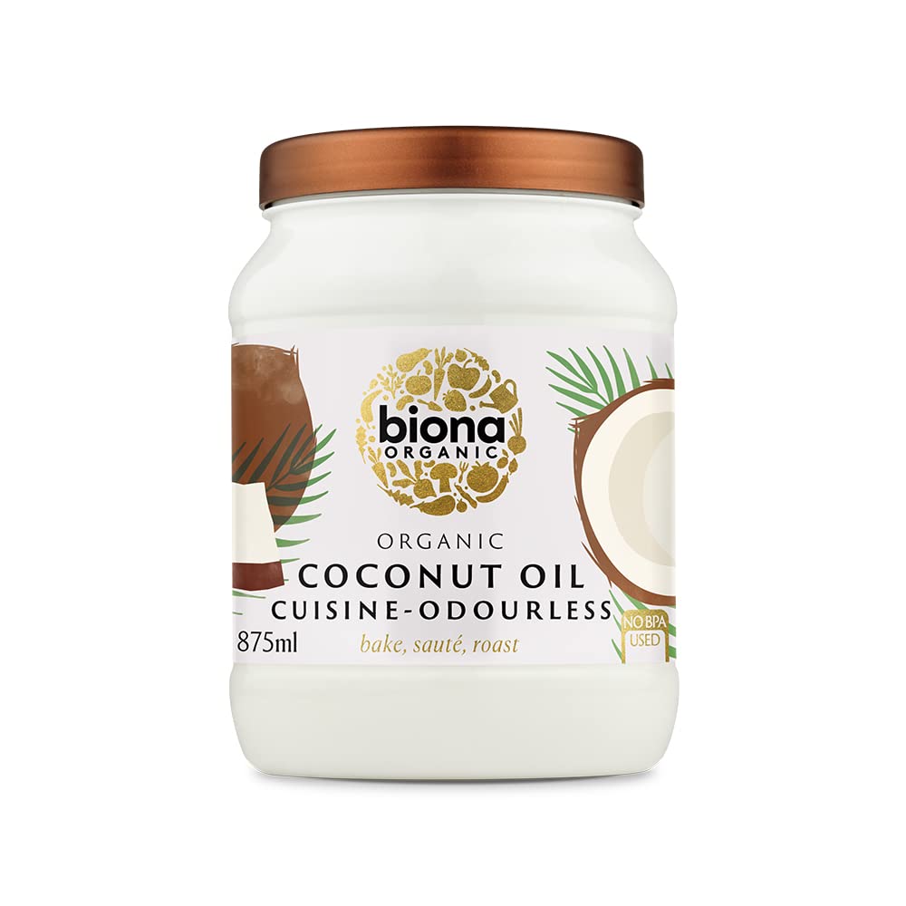 Biona Organic Coconut Oil 875 ml - Cuisine Mild & Odourless - Dairy Free, Naturally Vegan - Ketogenic and 100 Percent Natural - For Cooking, Roasting and Baking