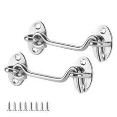 Hook and Eye Latch, Cabin Hook Gate Hook Lock Stainless Steel Heavy Duty Gate Latch with Screws, for Window, Garage, Garden, Door(3 Inch 2 pcs)