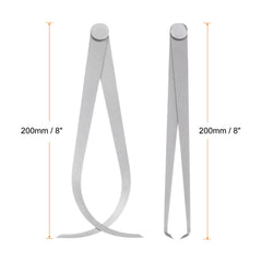 sourcing map Firm Joint Inside Outside Caliper Set 200mm 8 inch 410 Stainless Steel Firm Friction Joint for External Internal Measurements