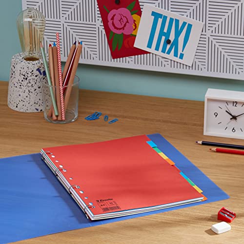 Esselte A4 1-10 Dividers, Heavy Duty Recycled Cardboard, Red/Multicolour (Pack of 2)