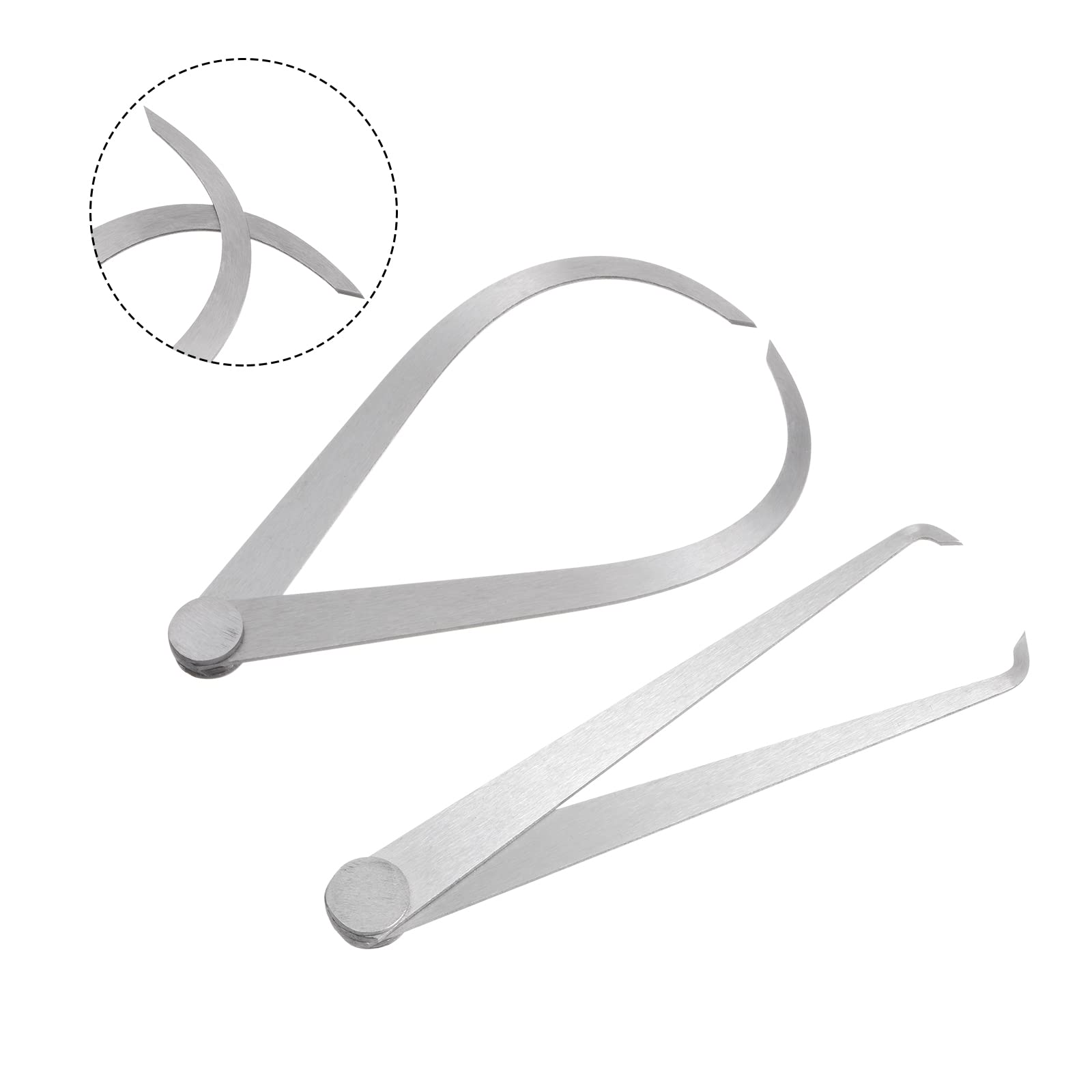 sourcing map Firm Joint Inside Outside Caliper Set 150mm 6 Inch 410 Stainless Steel Firm Friction Joint for External Internal Measurements