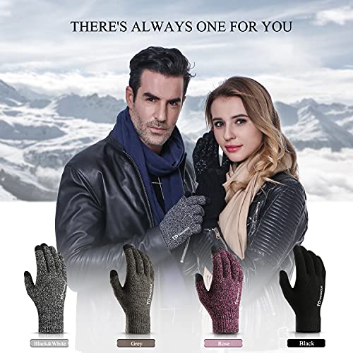 Winter Gloves, Christmas Gifts Thermal Touch Screen Glove Men - Typing Smartphone Driving Working - Anti-slip Grip - Warm Wool Liners -Soft Stretchy Material Windproof Outdoor Dog Walking - Black M