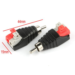 JZK 10 Pcs RCA to Speaker Wire Adapter, Subwoofer Speaker Phono RCA Male to AV 2 Screw Terminal Female, Video Audio Spring Press Type Balun for CCTV