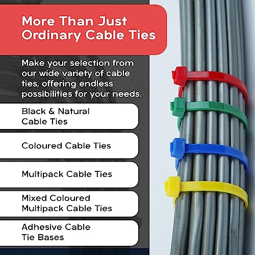 Cable Ties - 100 pcs Natural Zip Ties for Secure Cable Management - Heavy Duty Cable Ties Up to 54.4 kg Tensile Strength - 300 x 4.8 mm Nylon Tie Wraps with Auto-Locking Mechanism - Just Cable Ties