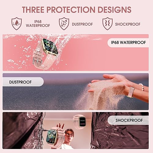 Ddidbi Smart Watch for Men Women Answer/Make Calls, 1.85 inches Fitness Tracker with Heart Rate Sleep Monitor, Activity Tracker with 112 Sports Modes, IP68 Waterproof Smartwatch for iOS/Android, Pink