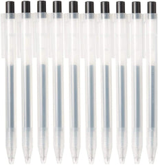 Muji Smooth Gel Ink Ballpoint Pen Knock Type 10-Pieces Set, 0.5 mm Nib Size, Black