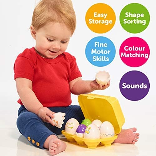 TOMY Toomies Hide and Squeak Eggs Baby Toy - Baby Box of Big Eggs with 3 Squeak Chicks & 3 Rattle Chicks - Colour & Shape Sorter Baby Sensory Toys - Toddler Toys & Baby Toys 6 Months Plus to 36 Months