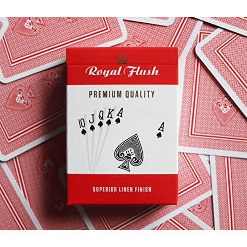 Royal Flush Poker Cards - Twin Deck Red and Blue, Professional Poker Playing Cards, Superior Linen Finish, Easy To Shuffle and Durable