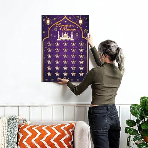 Ramadan Advent Calendar, Ramadan Decorations with 30 Stars Stickers, Ramadan Decorations for Kids, Eid Mubarak Party, Ramadan Gift