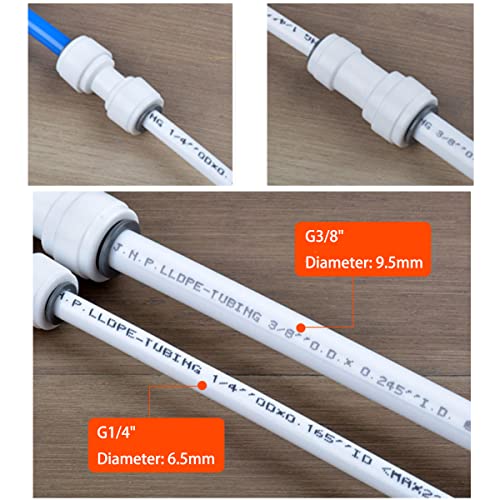 Qrity Unthreaded Push-fit Quick Connect Fittings 1/4 inches to 1/4 inches, 1/4 inches to 3/8 inches, Straight Push Connectors, Push to Connect Fittings, Water Tube Adapter