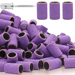 100Pcs Sanding Bands for Nail Drill 150 Grit, Medium Grit Sanding Band for Nail Drill with 3/32” Nail Drill Bit for Acrylic Nail, Gel Nail, Professional Nail Sanding Band Set for Manicure and Pedicure