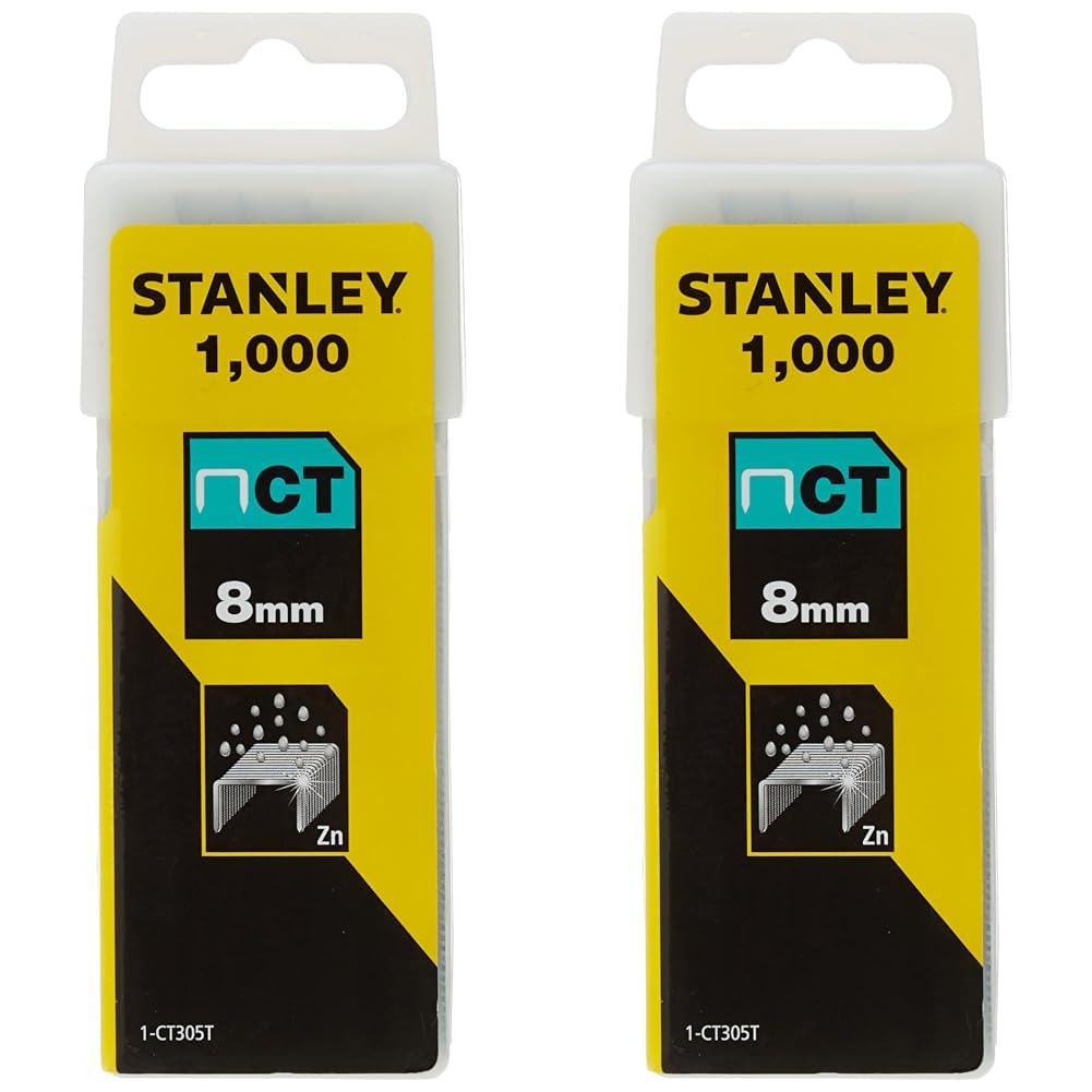 Stanley 1-CT305T 8mm Flat Narrow Crown Staples (1000 Pieces) (Pack of 2)