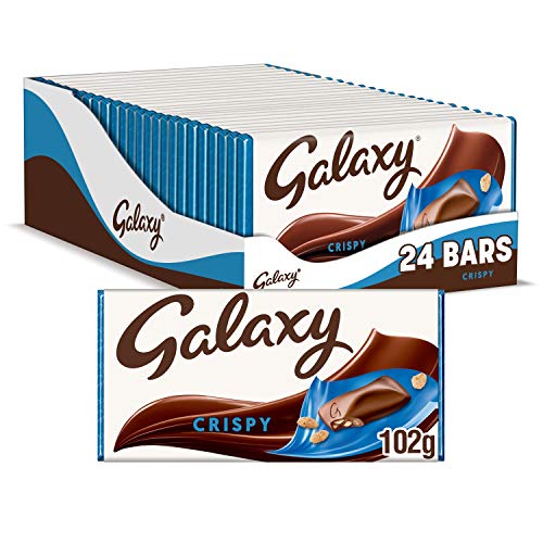 Galaxy Crispy Chocolate Bar Bulk Box, Chocolate Gift, Milk Chocolate, Bulk Chocolate, Movie Night Snacks, 24 x 102 g