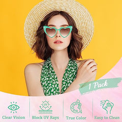 Alviller Love Heart Sunglasses for Women, Fashion Vintage Eyeglasses Cat Eye Style Eyewear Fancy Dress Accessories for Ladies Girls Summer Party Driving Shopping Traveling (Green)