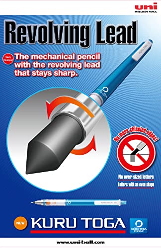 Uni-Ball Kuru Toga M5-450T Self-Sharpening Mechanical Pencil. Premium Propelling Ultra Strong Diamond Infused Leads for Technical Drawing, Writing, Arts and Crafts & 12 Lead Refills. Fine 0.5mm