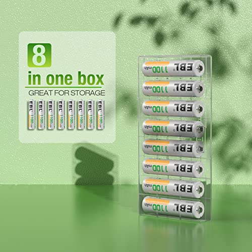 EBL AAA Rechargeable Batteries 1100mAh, 8 Counts AAA Batteries with Storage Case