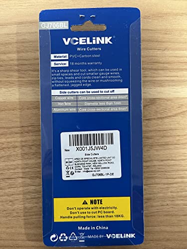 VCELINK Side Cutters Wire Cutters Precision Flush Cutters Small Cable Snips Diagonal Pliers Ideal for Electronic Industry Repair, Jewelry Processing, DIY Model Making 129mm Blue