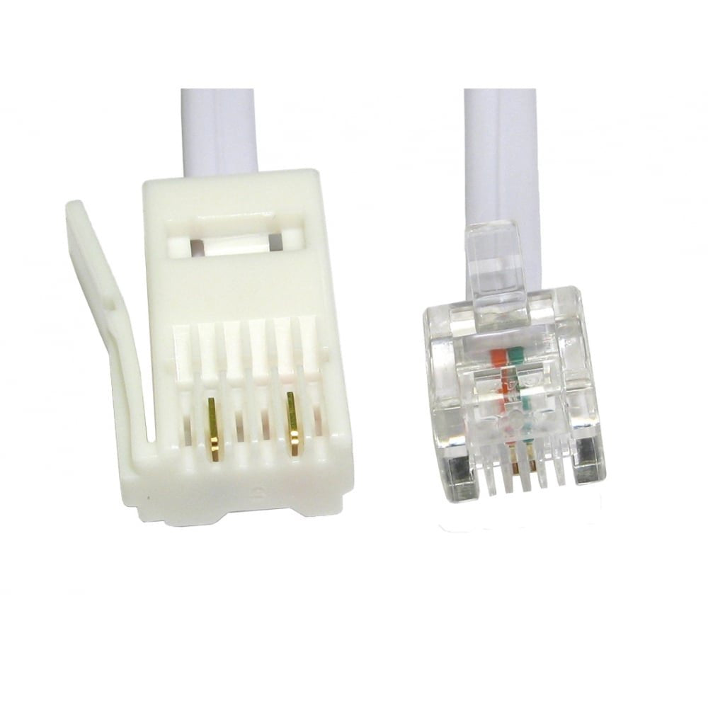 RGB Networks Ltd BT Phone Cable Extension BT plug to RJ11 Plug, (2 pin Crossover Type) for Modem Telephones landline UK (not a Rollover Cable!) (2M or 6.5 feet)