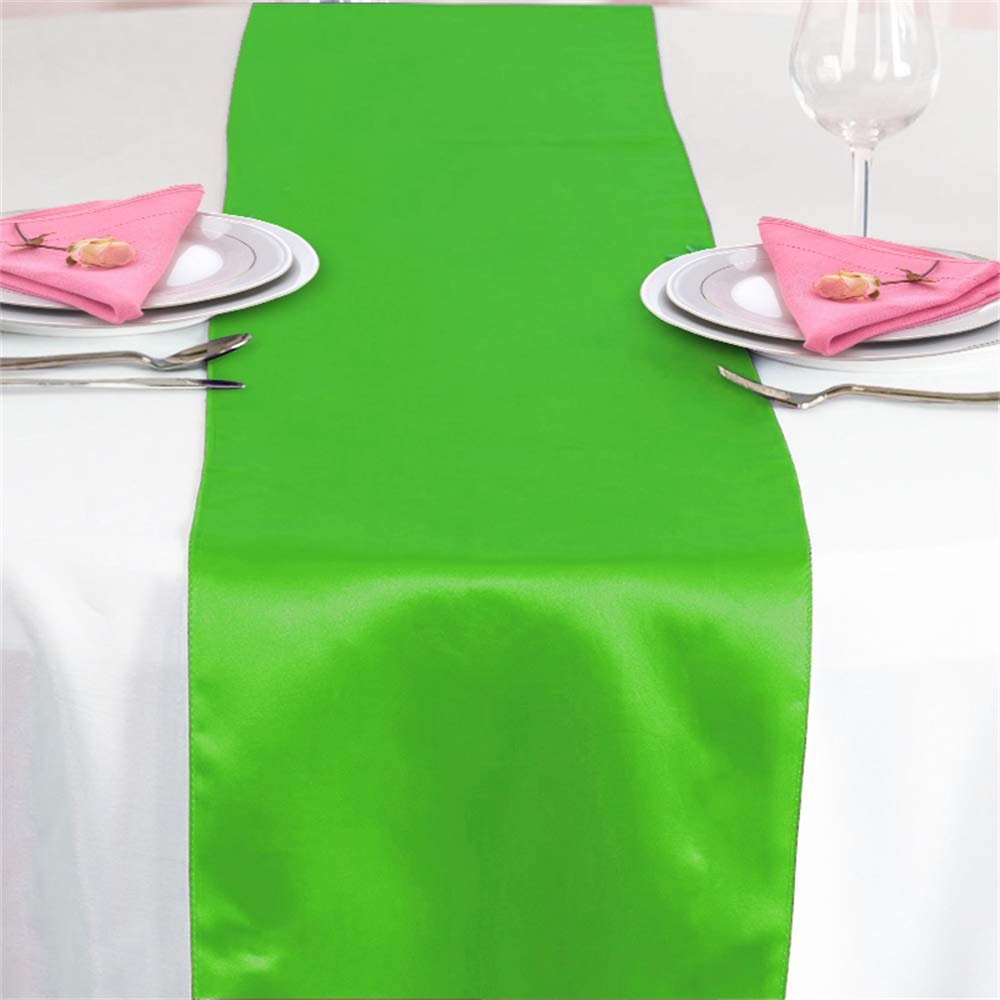 Time to Sparkle 10 Pack Satin Table Runners 12 inchesx108 inchesinch Chair Sashes Swags Wedding Party Table Decoration - Apple Green