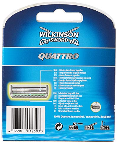 Wilkinson Sword Systems Quattro Men's Razor Blade Refills x 8